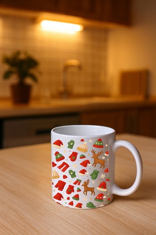 Kupa Yılbaşı Görselli Bardak Beyaz