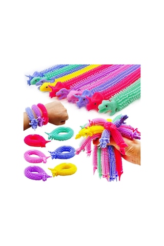 4 Adet Duyusal Dinazorlu Stres Oyuncağı Uzayan Bileklik Dınosaur Sensory Fidget Toy Anti Stress Toys