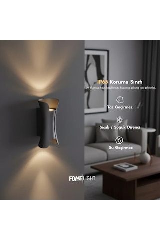 FoneLight Butterfly 22 cm Antrasit Alüminyum LED Duvar Apliği IP65 Dış Mekan Bahçe Balkon Teras Villa Cephe Aydınlatması 3000K