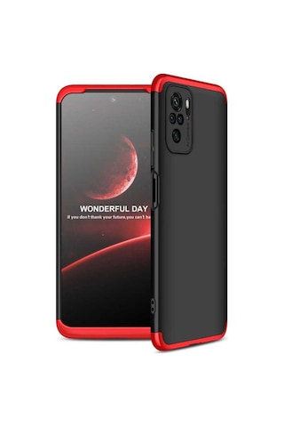 Xiaomi Redmi Note 10s Kılıf Zore Ays Kapak Siyah-Kırmızı