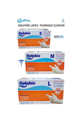 Dolphin Pudrasız Lateks Beyaz Muayene Eldiven Eldiveni 100'lü