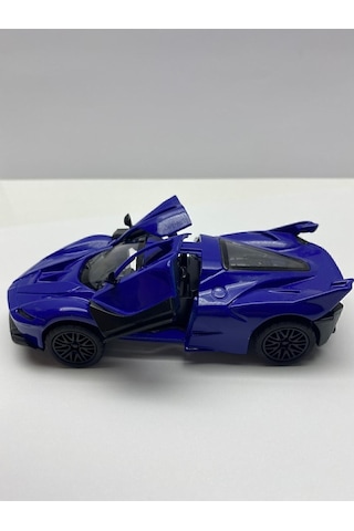 Oyuncak Araba Metal Sesli Işıklı Ferrari Çek Bırak Model Araç 12 Cm Mavi