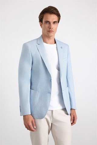 Süvari Saks Mavi Slim Sivri Yaka Düz Poplin Torba Cep 6 Drop Klasik Ceket Sct2021600004-m05