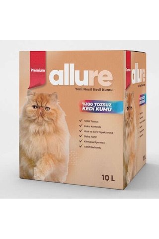 Allure Aktif Karbonlu Tozsuz Topaklaşan Kedi Kumu 10 L