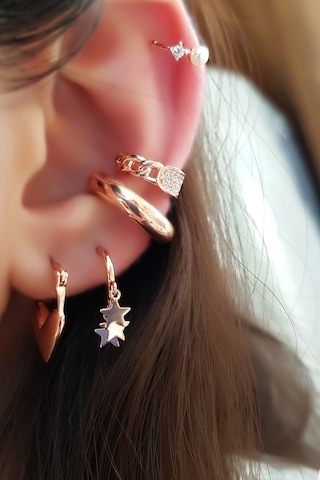 MorMajor Silver Tekli Ithal Minicik Yıldızlı Sade Gümüş Küpe-5603