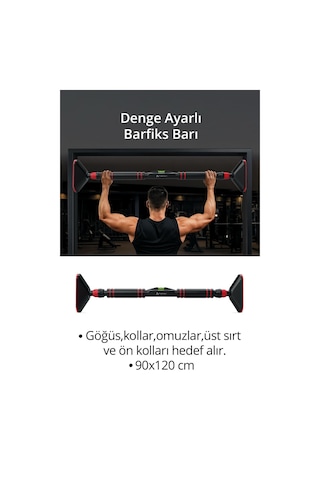T-242 Denge Ayarlı Barfiks Barı / Ayarlanabilir 90-120 Cm / Kapı Koridor / Barfix Aleti / Yeni Nesil