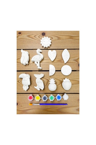 Tropikal Kuşlar Ve Meyveler Taş Boyama Seti Workshop - Baby Shower - Doğumgünü Çocuk & Yetişkin