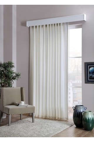 Taç Saten Güneşlik Perde -beyaz En:280 Cm- Pencere Yatay Ölçüsü Beyaz