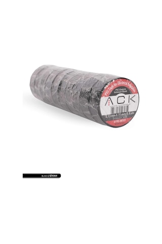 Ack 10 Adet Ack Siyah Izole Bant 0.13X19MMX8YDS (8 Metre)