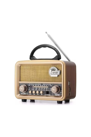 Buffer Orta Boy Retro, Nostaljik, Ahşap Tasarım Bluetooth Hoparlörlü, Şarjlı, Taşınabilir Fm/am Destekli Radyo Ns-8110