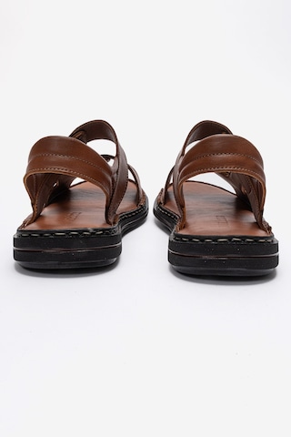 Dericlub Erkek Bantlı Sandalet Gerçek Deri Dc 1215 Taba