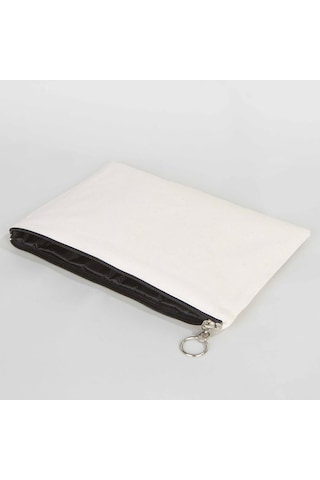 Türk El Sanatları Tablet/portföy Çanta - Astarlı 30x21 Cm Beyaz - No.012 Beyaz - Siyah