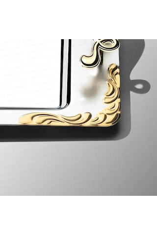 Nehir Lalezar Altın Sade Çelik Çay Tepsi