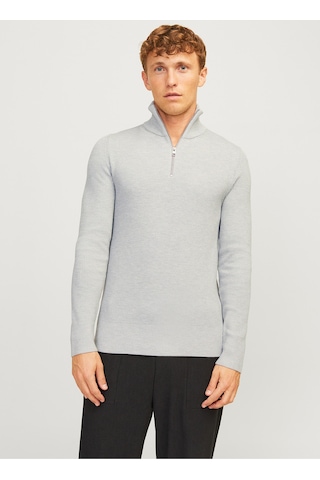 Bisiklet Yaka A-form Fit Gri Erkek Kazak 12257773 Jjeperfect Knıt Half Zıp S Gri