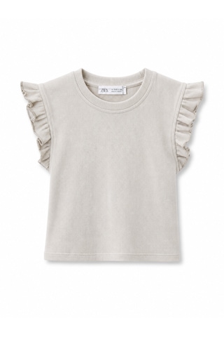 Baby Lory Kids Store Fırfır Kol Detaylı T-shirt Ekru