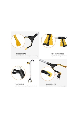 Symbee Pratik 360 Dönebilir Katlanabilir Uzatma Kolu - Sarı Renk, Hafif Ve Dayanıklı Abs Tpe Malzeme Siyah