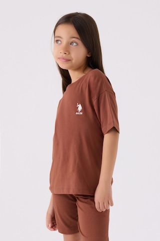 U.S. Polo Assn. Kız Çocuk Kahverengi Bermuda Takım Us1848-c-v48 Kahverengi