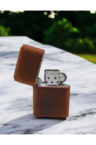 Cronder Hakiki Deri Çakmak Kılıfı Mat Kahverengi