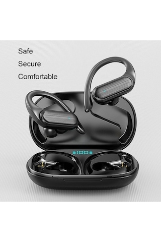 Moveevo A520 Siyah Tws Kulaküstü Bluetooth Kulaklık - Kablosuz Girişsiz İkili Spor Koşu Uzun Pil Ömrü