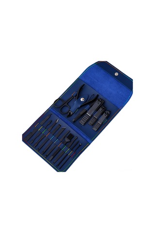 Singree 16 Parça Çelik Manikür Seti - Folding Tırnak Kesici Ve Pedikür Aletleri Siyah, Yeşil, Mavi Seçenekleri Kahve