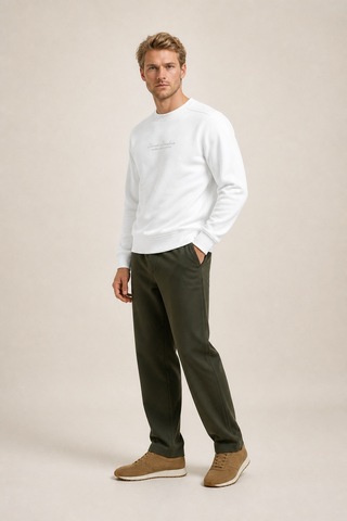Redline Clavin Erkek Regular Fit Yeni Sezon Pamuklu Sweatshirt Beyaz