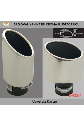 Carmind Sağ Oval Yan Kesik Kromajlı Egzoz Ucu C-433a