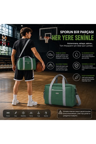 Microcase 4 Bölmeli Geniş Hacim Dayanıklı Seyahat Malzeme Çantası X Large Al7024 Yeşil