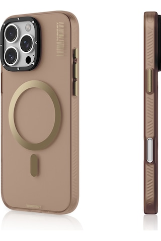 Apple Uyumlu iPhone 16 Pro Max Kılıf Magsafe Şarj Özellikli Youngkit Hidden Sand Serisi Kapak Gold