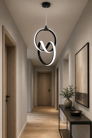 İmza Modern Sarkıt Hol , Koridor Çocuk Odası Ledli Avize Siyah Led Avize