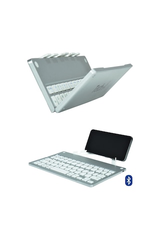 TECH-X Katlanabilir Win/İos/Android Uyumlu Bluetooth Klavye Telefon Tutucu + Özel Kılıf