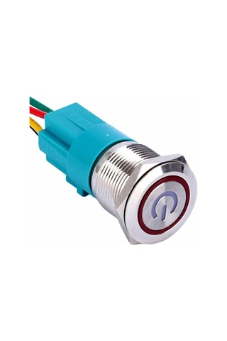 Alkatronik 16mm Ledli Kablolu Push Tip Metal Button 12v 16mm 1no 1nc Spdt On Off Su Geçirmez Paslanmaz Çelik