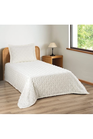 Diabella Ponpon Desenli 2 Parça Tek Kişilik Yatak Örtüsü