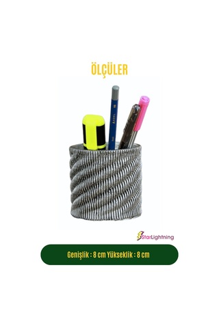 Kalemlik Gümüş Eskitme Renk Masa Kalemliği Organizer Kalemlik Model 5 Çok REnkli