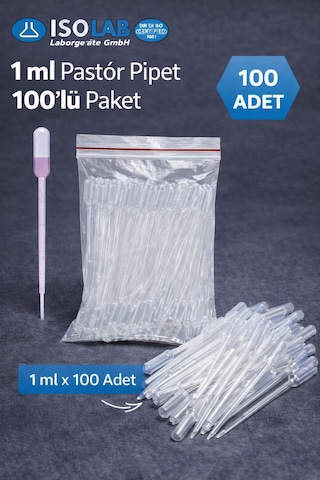 Pastör Pipet Plastik Damlalık 1 Ml - 100 Adet
