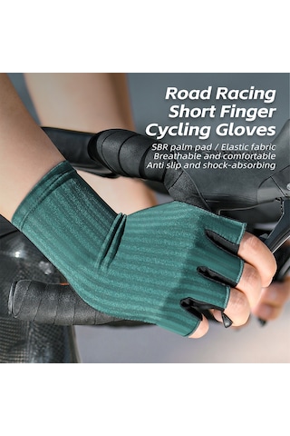 Vkemall Yaz Bisiklet Eldiveni Yarı Parmaklı Erkek Kadın, Kayganlık Önleyici Amortisörlü Nefesli L Beden Tatil Kırmızısı