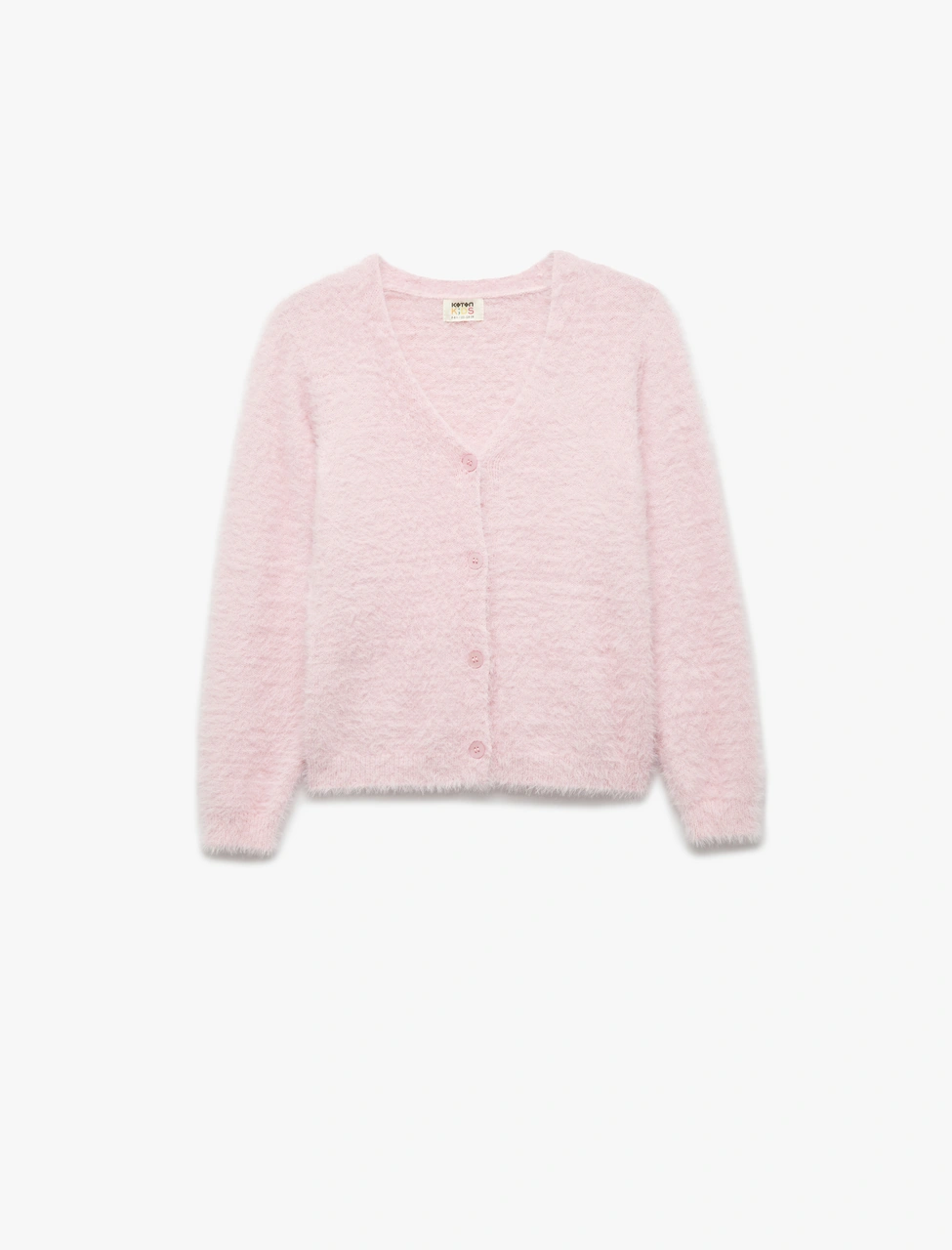 Koton V Yaka Düğmeli Uzun Kollu Basic Hırka Pembe 6wkg90040ht Gül