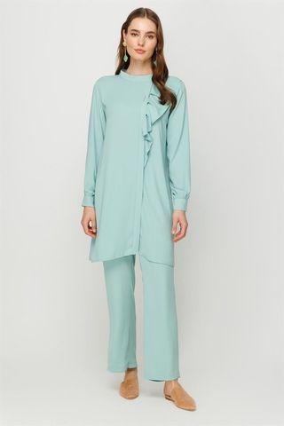 Esswaap Volan Detaylı Pantolon Tunik Takım Mint-mint Mint Yeşili