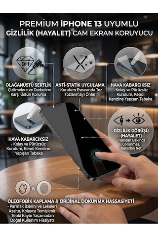 Apple Iphone 13 Uyumlu Ekran Koruyucu Hayalet Cam