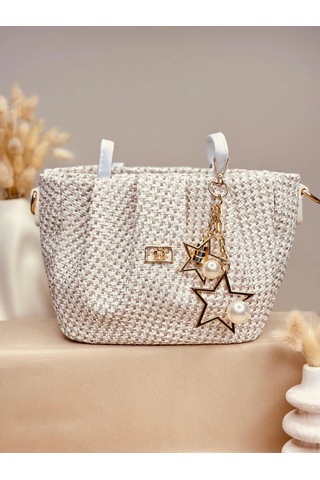 Elora Atelier Hobo Hasır Beyaz-taş Charmlı Çanta Çok Renkli