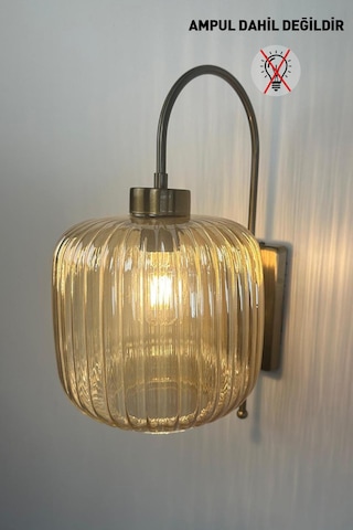 Mopa Bal Rengi Cam Tekli Aplik Retro Sarkıt Lamba Restoran Salon Aydınlatma Bal