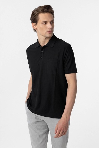 Süvari Waffle Sıfır Yaka Siyah Erkek T-shirt Sts1014000001