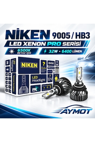 Niken 9005 Hb3 Pro Serisi Led Xenon Far Ampulü 6500k Güçlü Beyaz Işık -