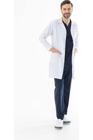 Spor Yaka Uzun Boy Erkek Doktor Önlüğü Alpaka Kumaş Beyaz Beo102 Beyaz
