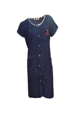 Ciciten 23004 Düğmeli Kısa Kol Havlu Elbise Plaj Elbisesi 001