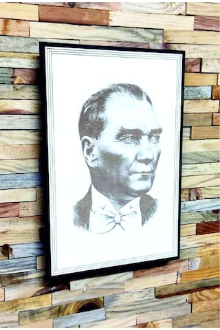 Ahşap Üzerine Lazer Kazıma Mustafa Kemal Atatürk Tablo Duvar Deko