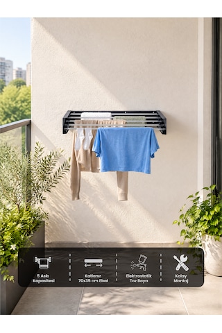 Sehpol Katlanır Çamaşır Kurutma Askılığı 70x35x10 Cm - Antrasit