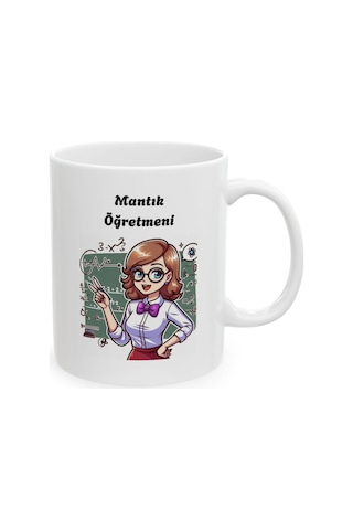 Kadın Mantık Öğretmeni Öğretmenler Günü Baskılı Kupa Bardak Beyaz