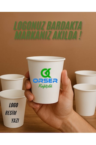 Kişiye Özel Baskılı Karton Bardak 7'oz - 500 Adet 1