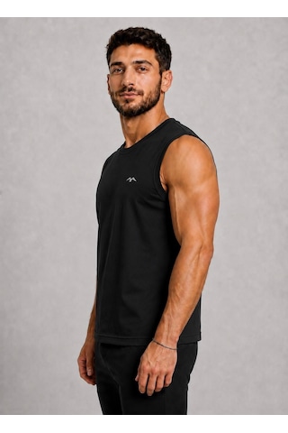 Axxel Erkek Siyah Bisiklet Yaka Kolsuz T-shirt-d690