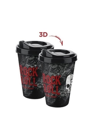 BUFFER® 3D Efektli Kapaklı Kahve Bardağı, Taşınabilir Pratik İçec